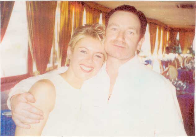 Ali Lochhead with U2 lead singer Bono visiting The Pope in Rome as part of the campaign to eradicate third world debt.